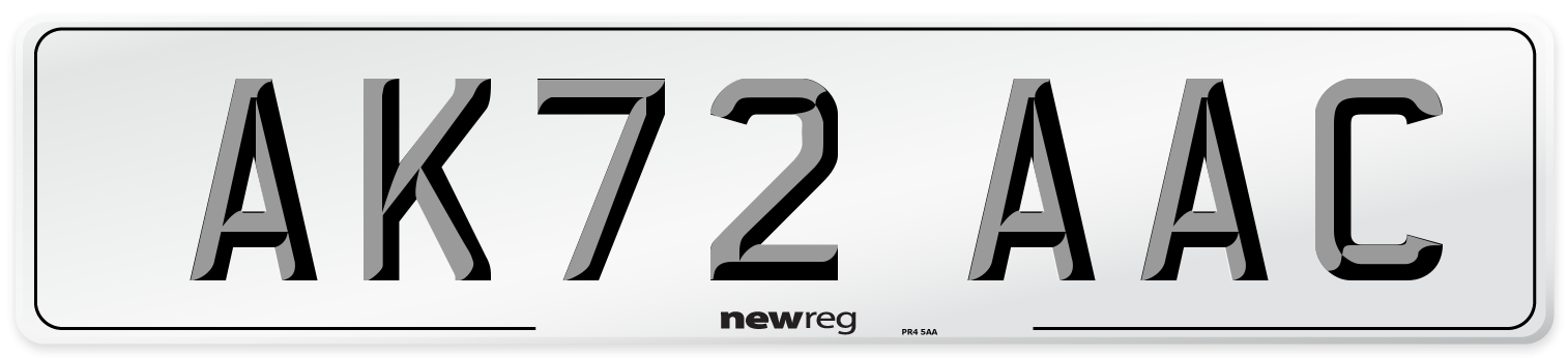 AK72 AAC Number Plate from New Reg
